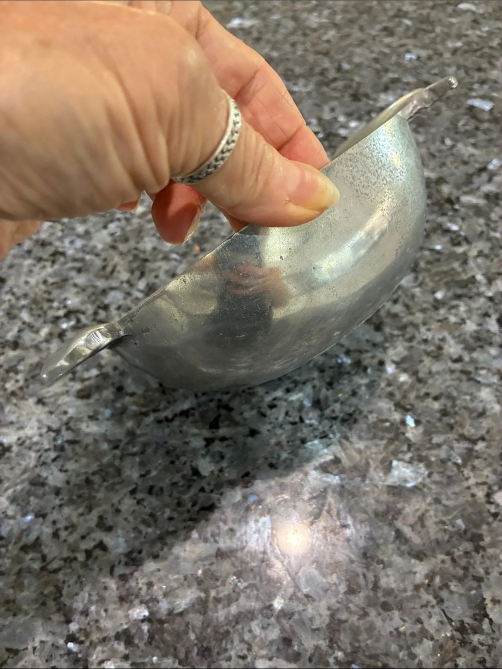 Vintage Pewter Chili Pepper Handle Candy Dish
